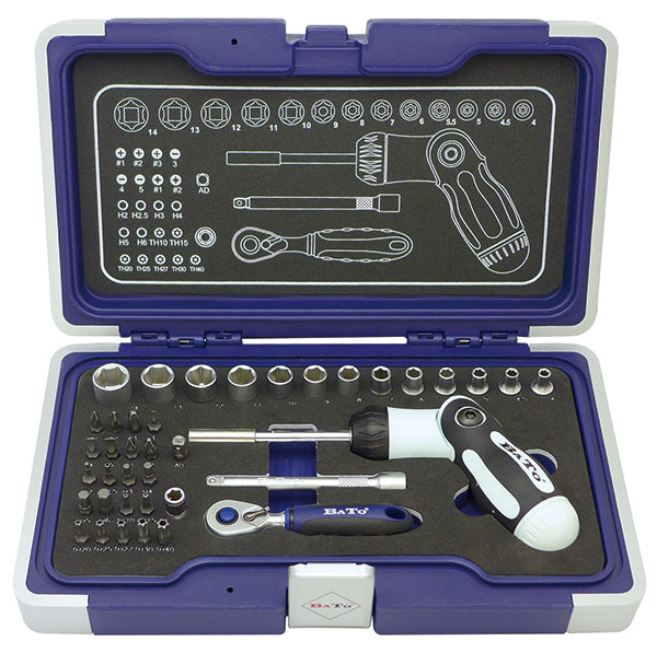 Pa Acht zeker BATO Socket wrench/bit set 1/4" 6 edge. 4-14mm, angle ratchet, screwdriver  set. 39 parts