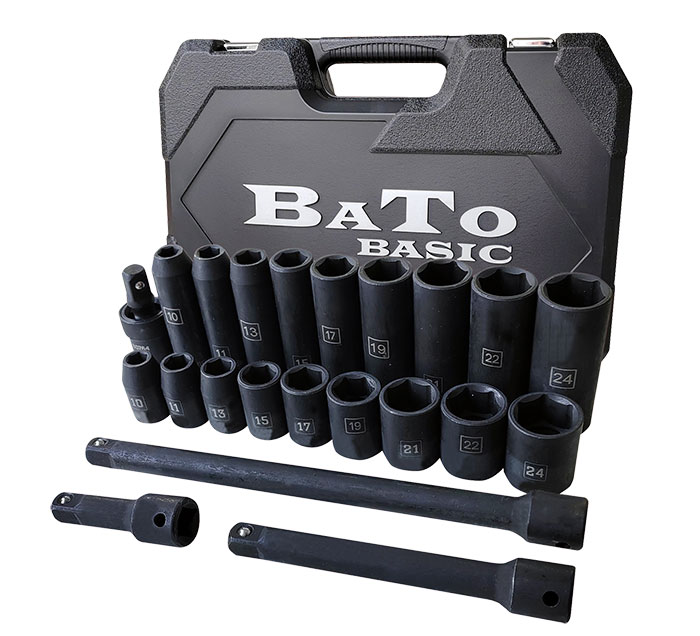 BATO BASIC Power socket set 1/2" 10-24mm short/long 22 parts.