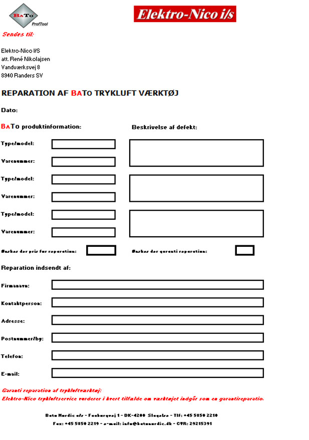 Reparation af Bato trykluftværktøj